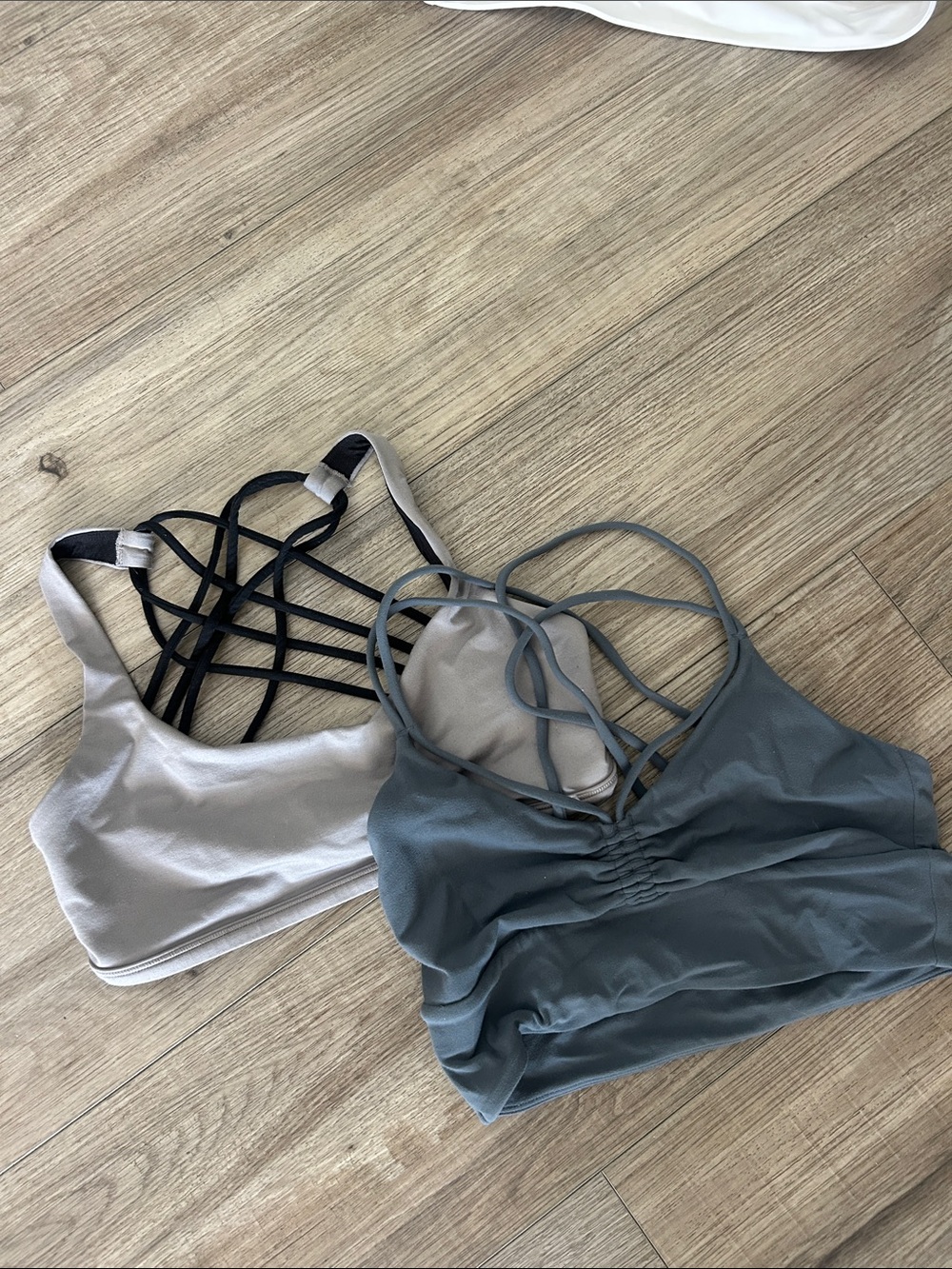 lululemon athletica Strappy Sports Bras in Light Gray and Slate Blue